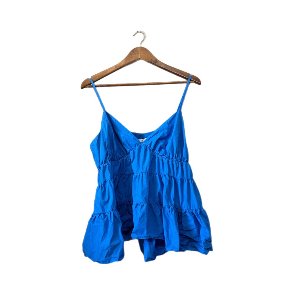 A Loves A Tiered Babydoll Top Women XL Blue Excellent Cotton Peplum Cami